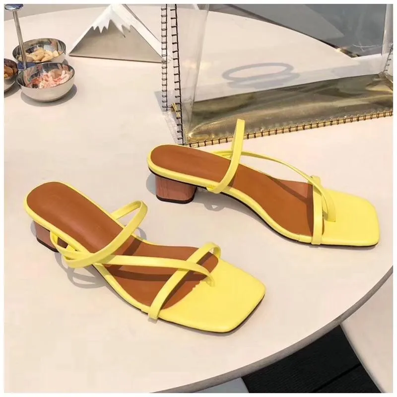 Low Heel Square Slip-On Sandals