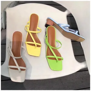 Low Heel Square Slip-On Sandals