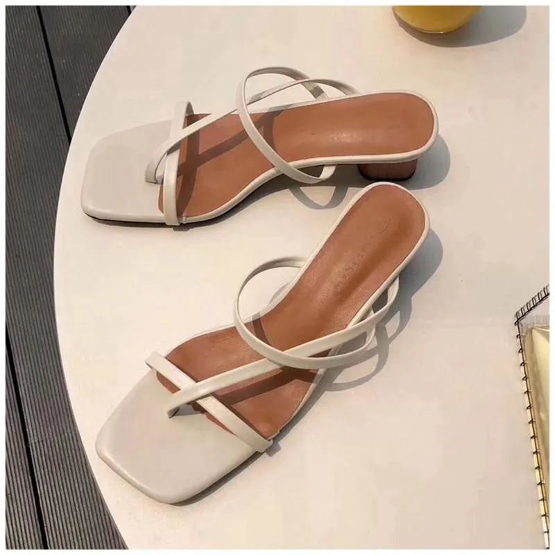 Low Heel Square Slip-On Sandals