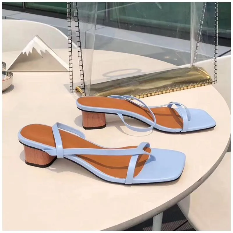 Low Heel Square Slip-On Sandals