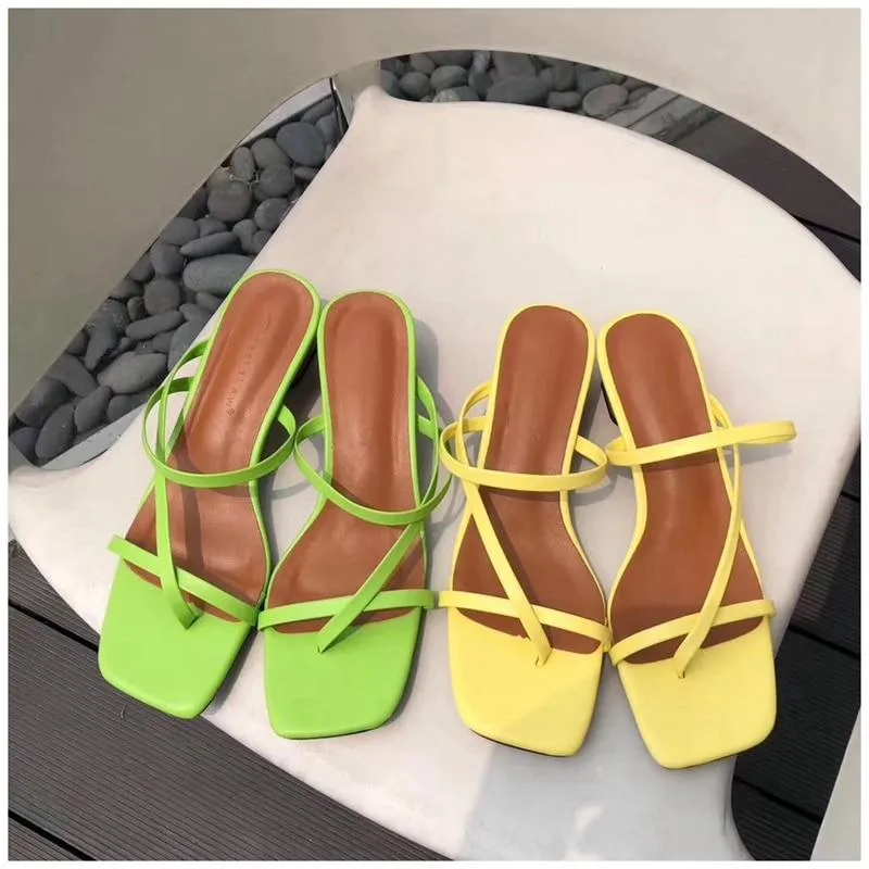 Low Heel Square Slip-On Sandals