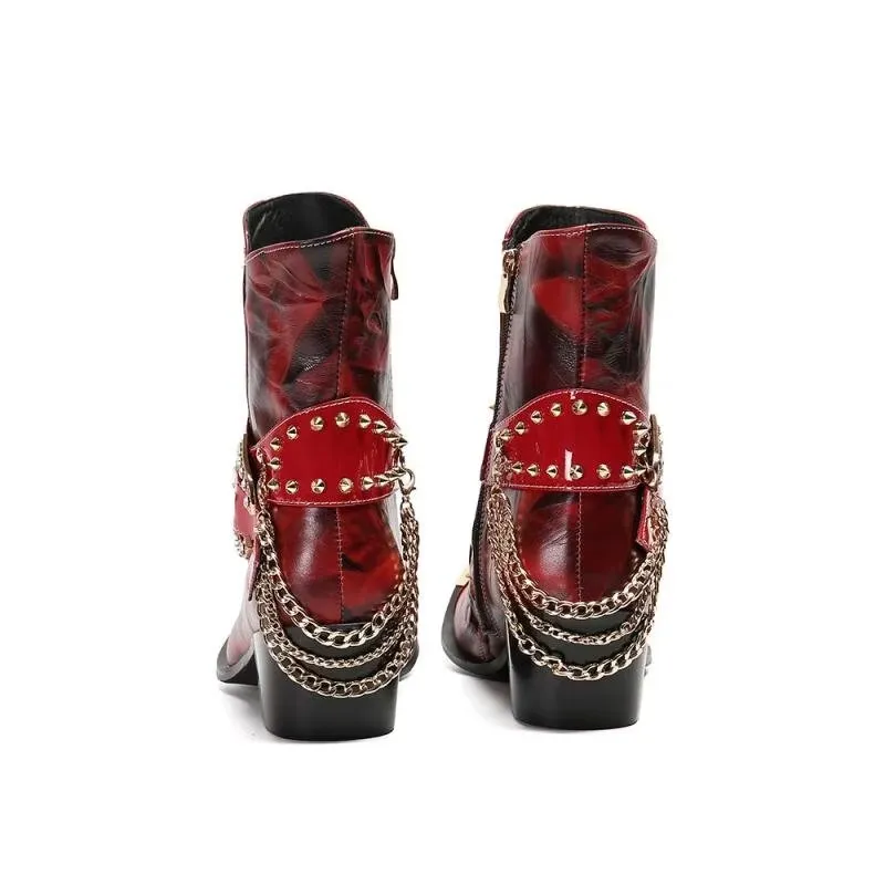 LuxeLeather Exotic Texture Flashy Ankle Boots