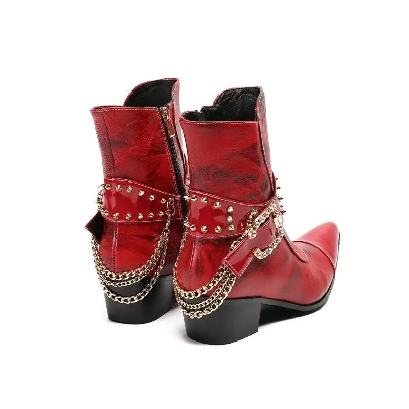 LuxeLeather Exotic Texture Flashy Ankle Boots