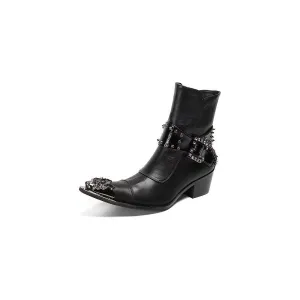 LuxeLeather Exotic Texture Flashy Ankle Boots