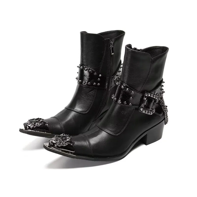 LuxeLeather Exotic Texture Flashy Ankle Boots