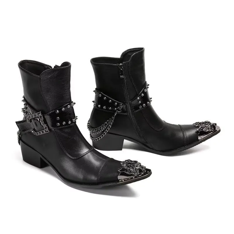 LuxeLeather Exotic Texture Flashy Ankle Boots