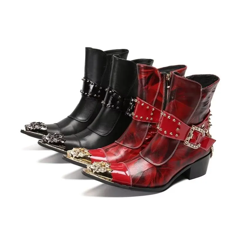 LuxeLeather Exotic Texture Flashy Ankle Boots