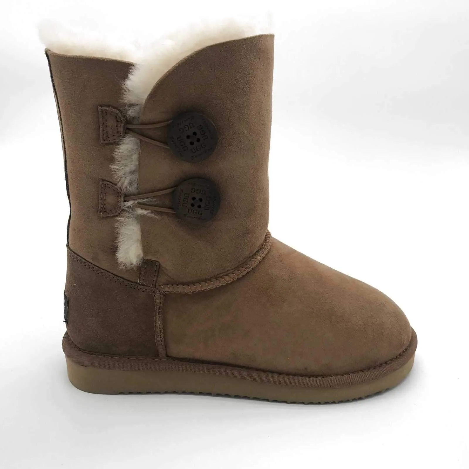 MACARTHUR WOMEN'S Premium Sheepskin Classic 2 Buttons Short UGG Boots