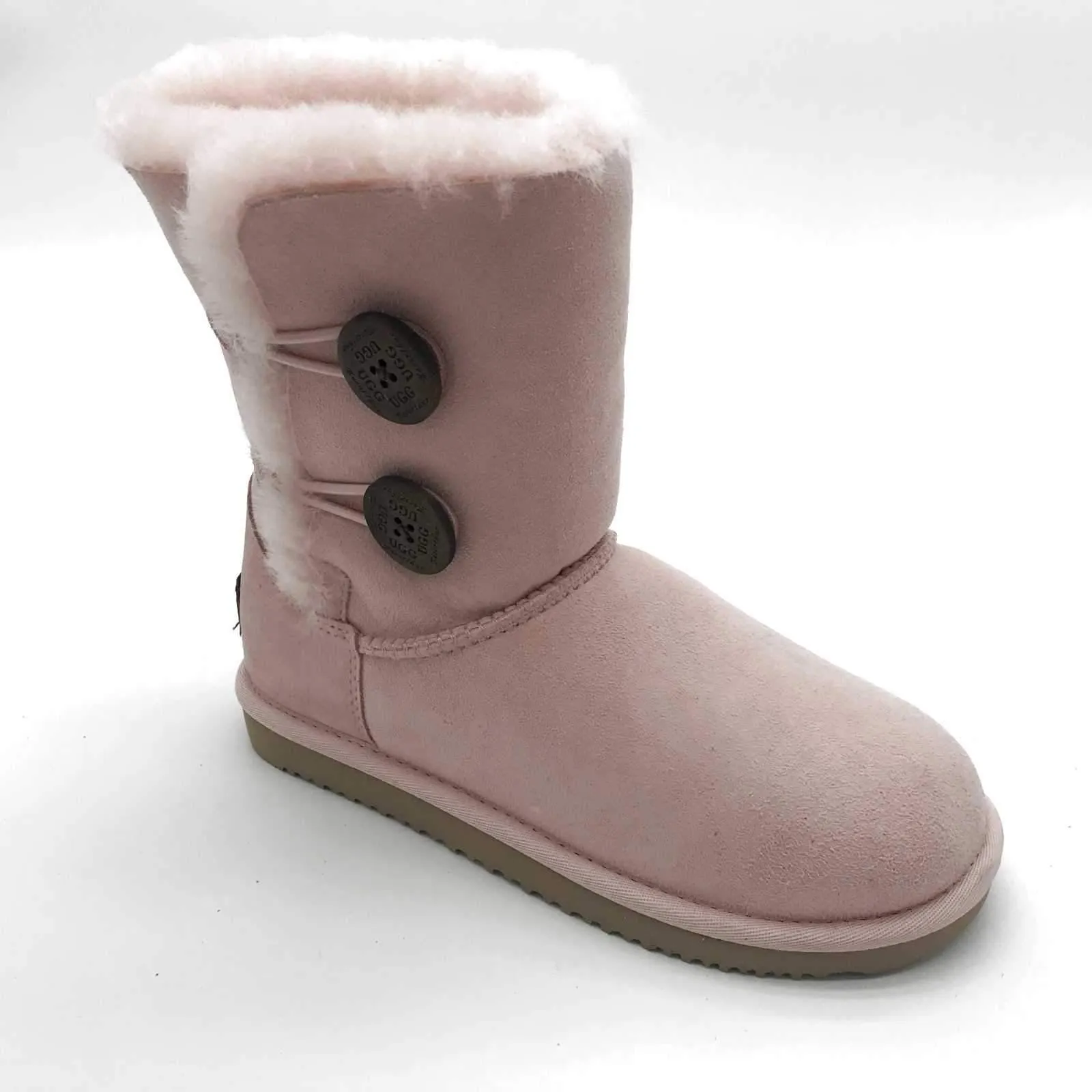 MACARTHUR WOMEN'S Premium Sheepskin Classic 2 Buttons Short UGG Boots