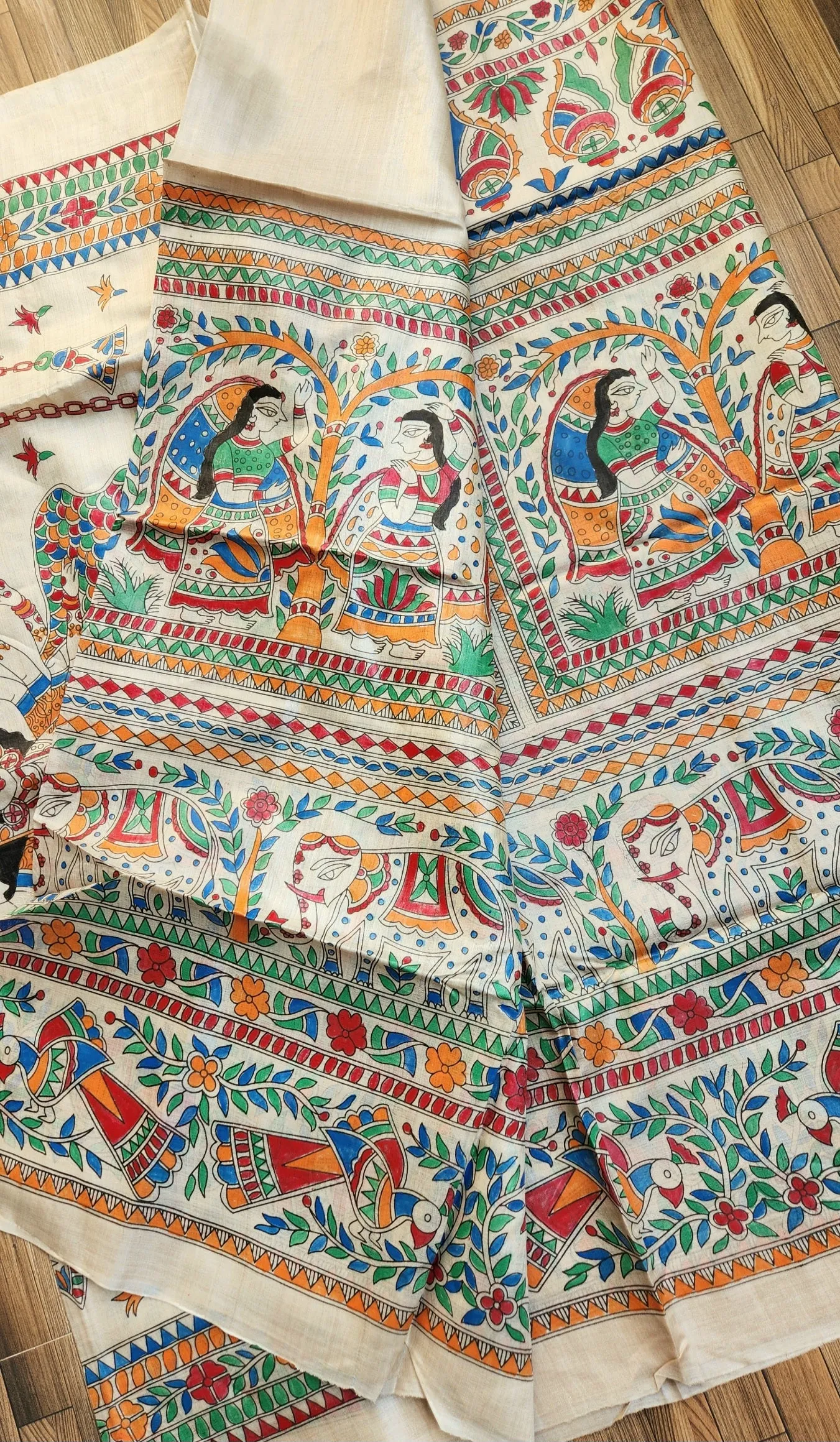 MADHUBANI HANDPAINTED SAREE - DURGA