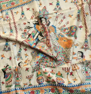 MADHUBANI HANDPAINTED SAREE - DURGA