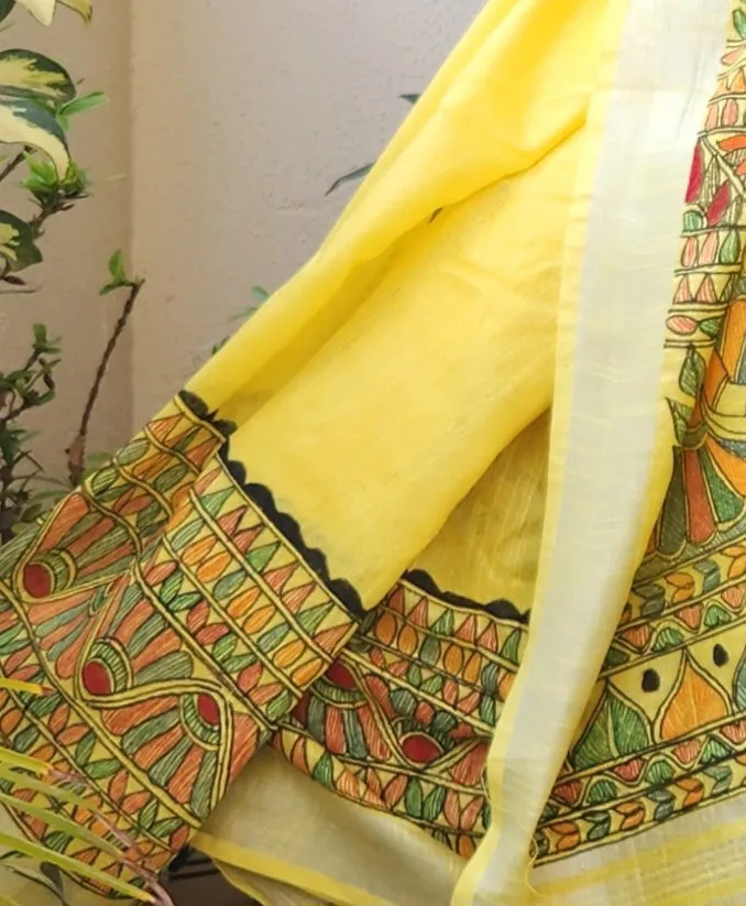 MADHUBANI LINEN SAREE