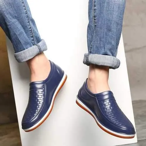 Men Casual Waterproof Soft Flats Woven Style Slip On Flats