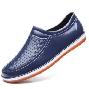 Men Casual Waterproof Soft Flats Woven Style Slip On Flats