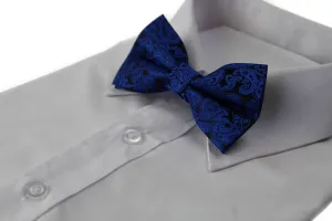 Mens Quality Blue Paisley Patterned Bow Tie