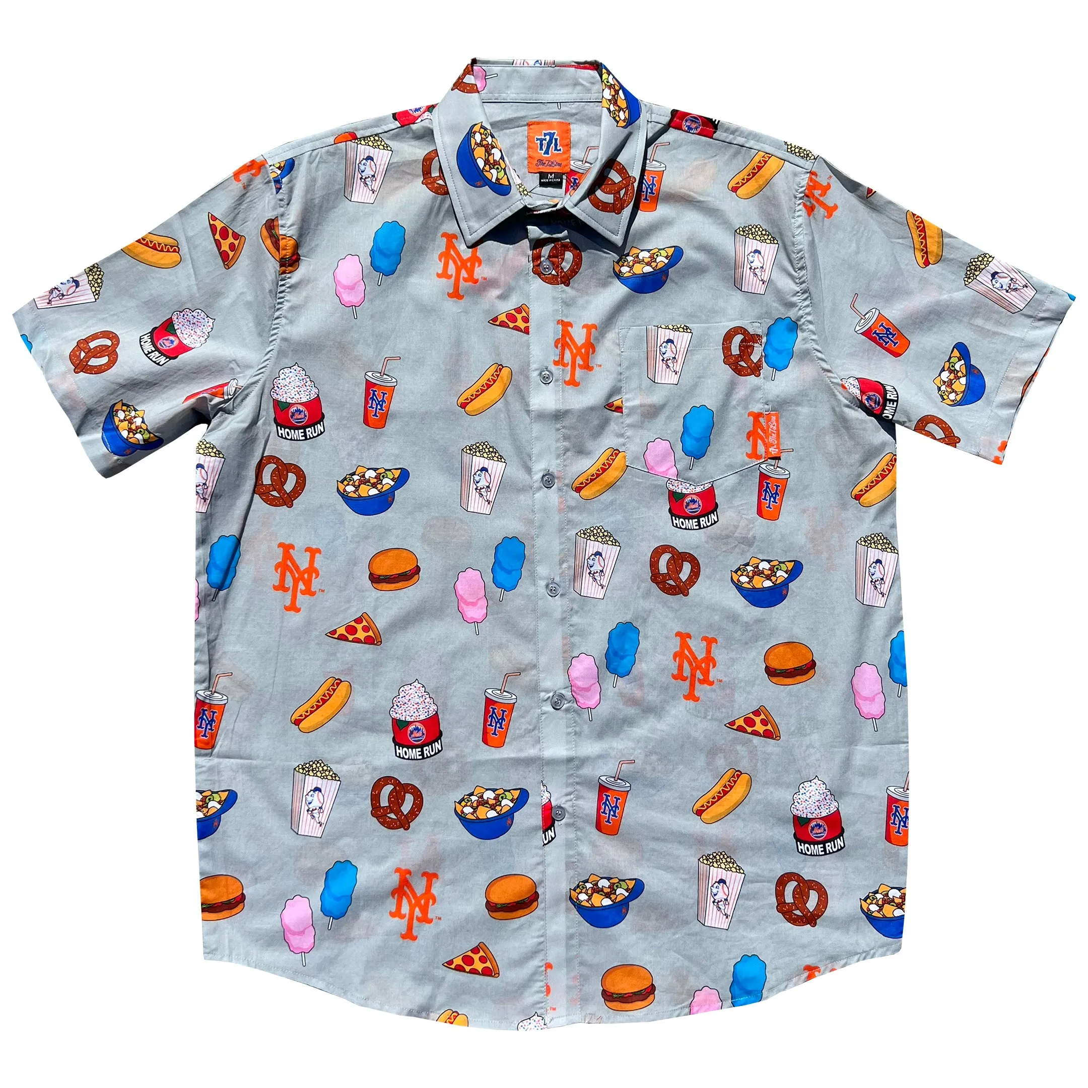 Mets "Fan Feast" Button Up Shirt (GREY)