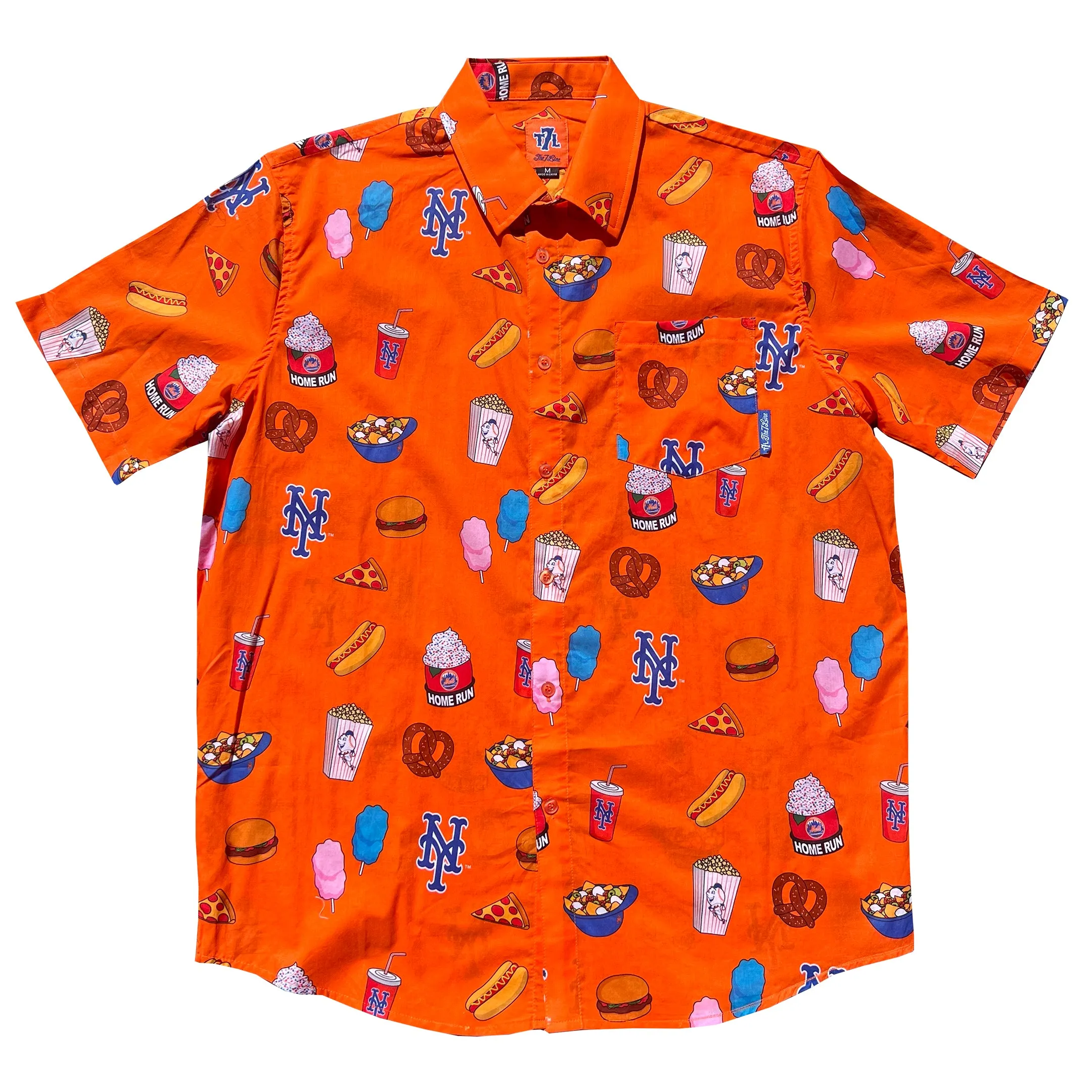 Mets "Fan Feast" Button Up Shirt (ORANGE)