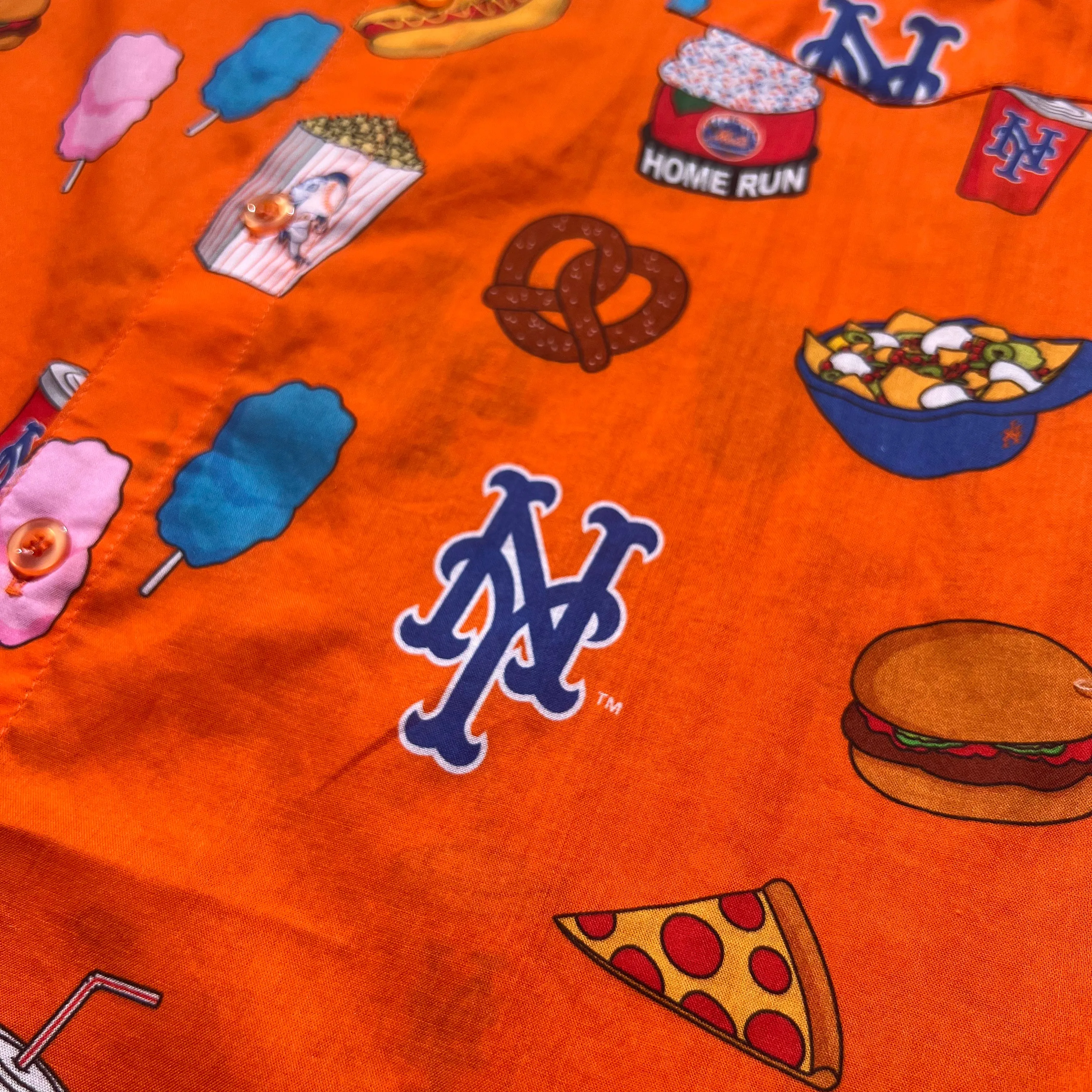 Mets "Fan Feast" Button Up Shirt (ORANGE)