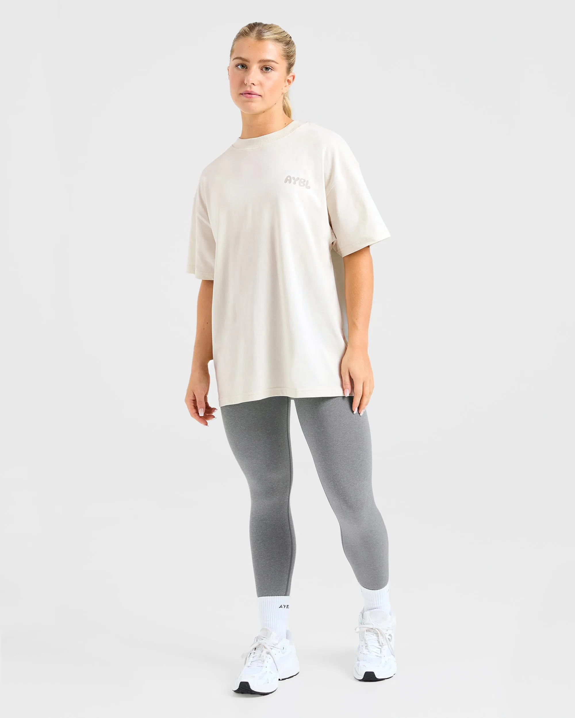 Mind Over Matter V2 Oversized T Shirt - Beige/Brown