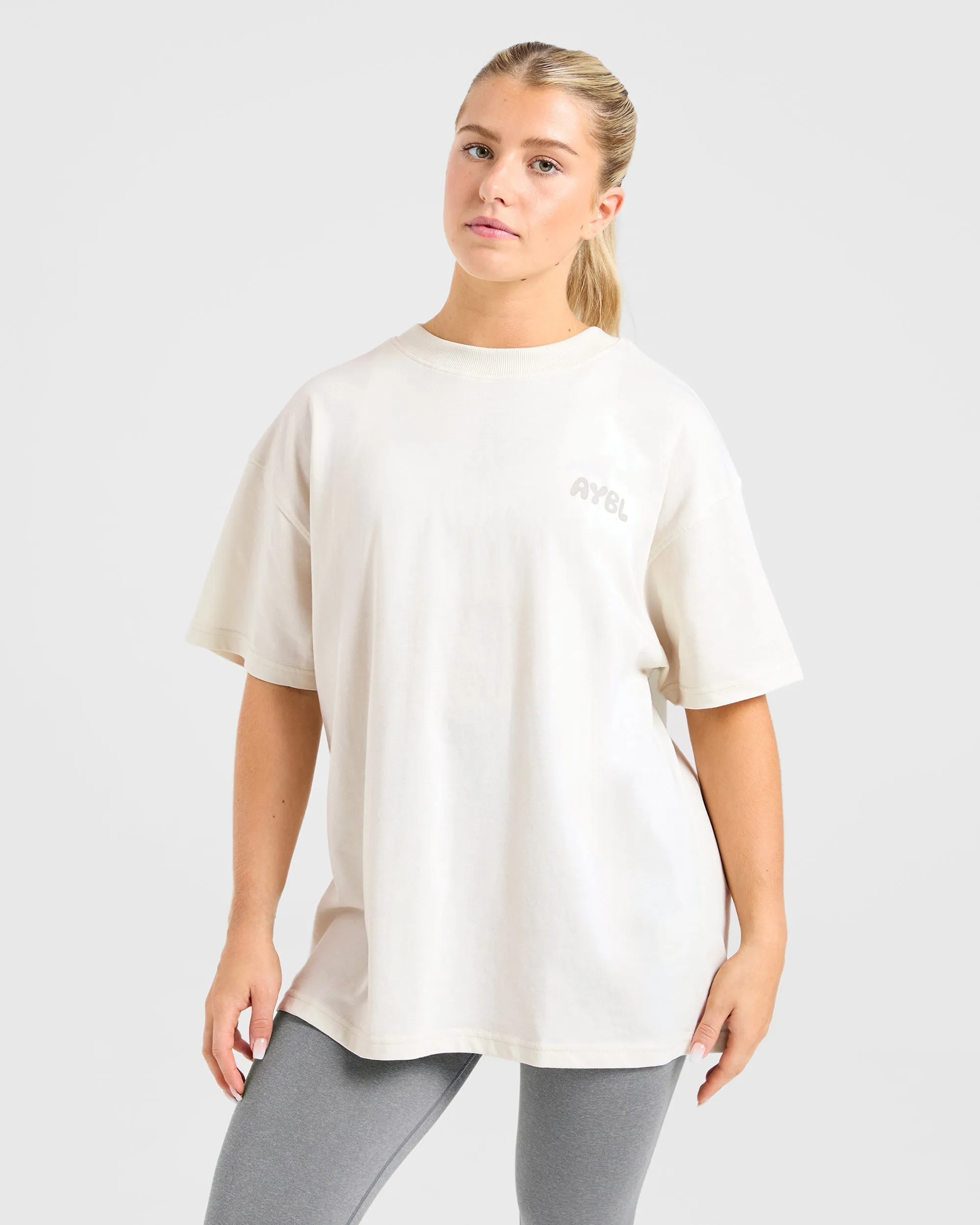 Mind Over Matter V2 Oversized T Shirt - Beige/Brown