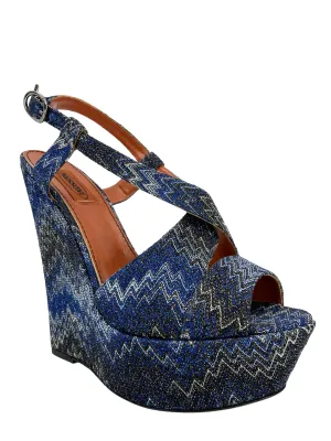 MISSONI Woven Chevron Fabric Platform Wedges Size 10