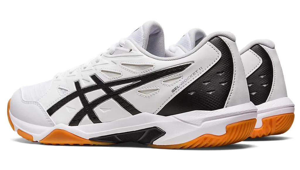 new -Asics Gel-Rocket 11 Men's Court Shoes, White/Pure Silver