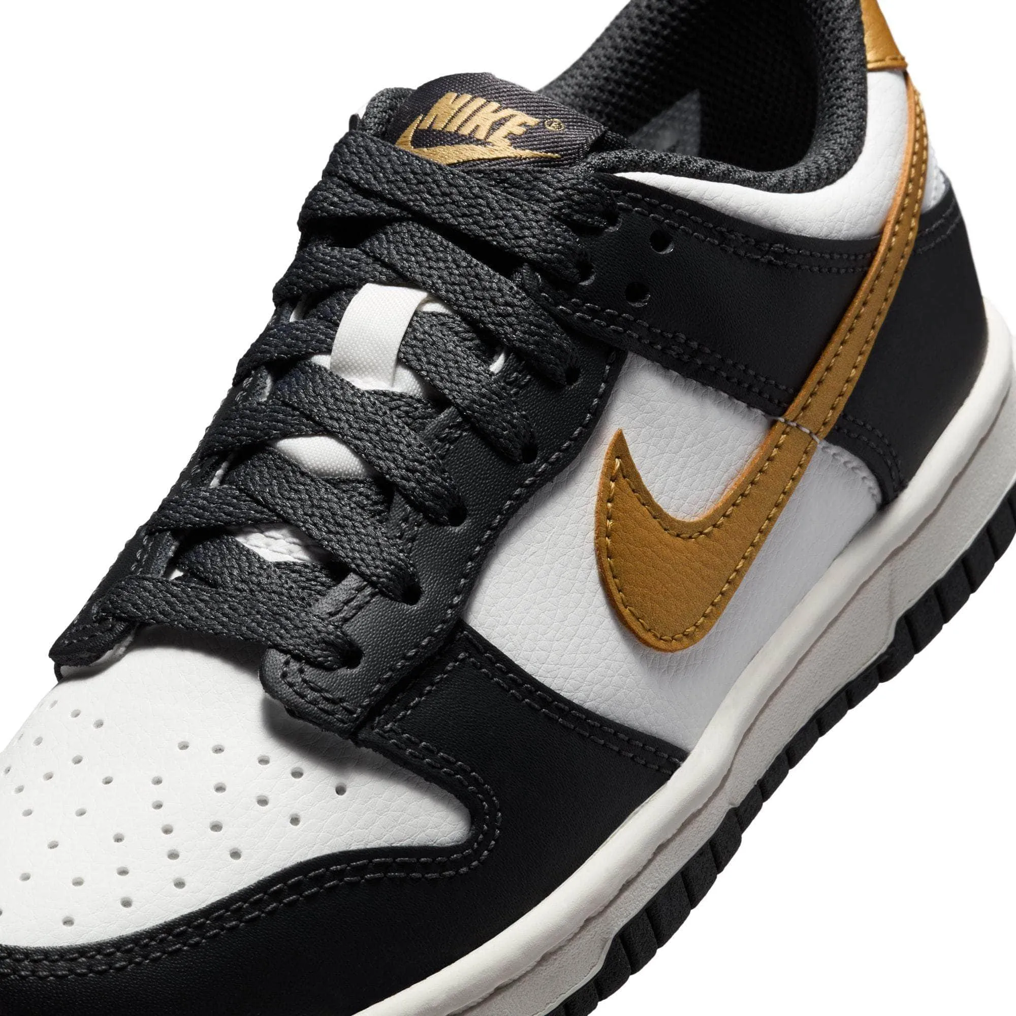 Nike Dunk Low "Summit White Metallic Gold" - Boy's Grade School