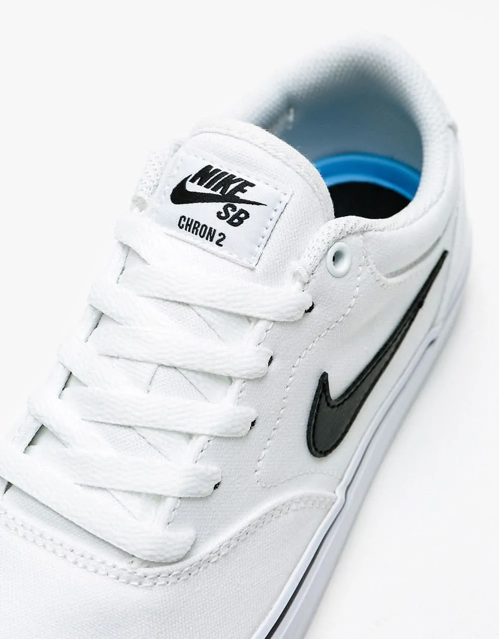 Nike SB Chron 2 Canvas Skate Shoes - White/Black-White