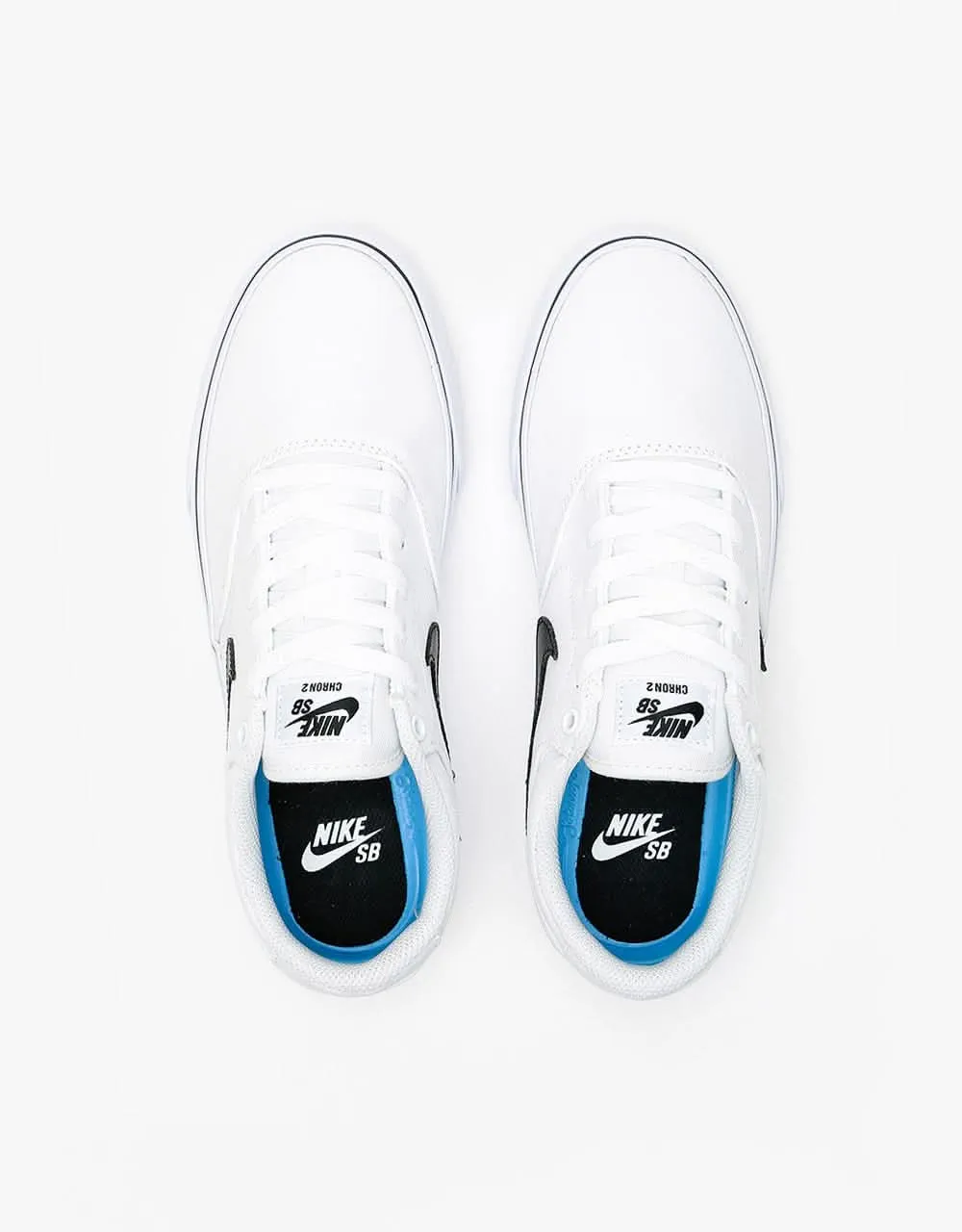 Nike SB Chron 2 Canvas Skate Shoes - White/Black-White