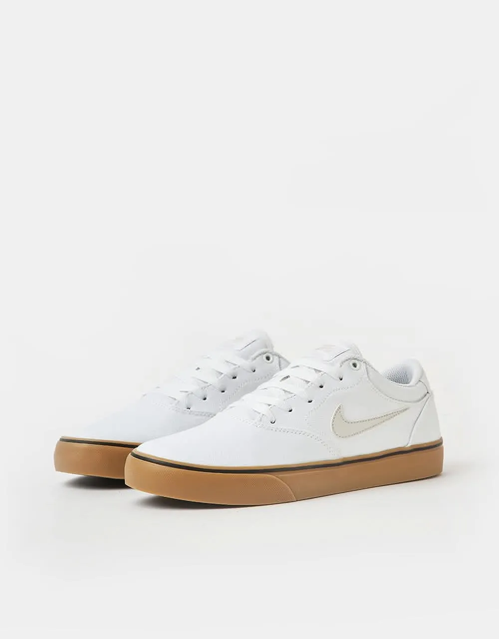 Nike SB Chron 2 Canvas Skate Shoes - White/Light Bone-White-Gum Light Brown