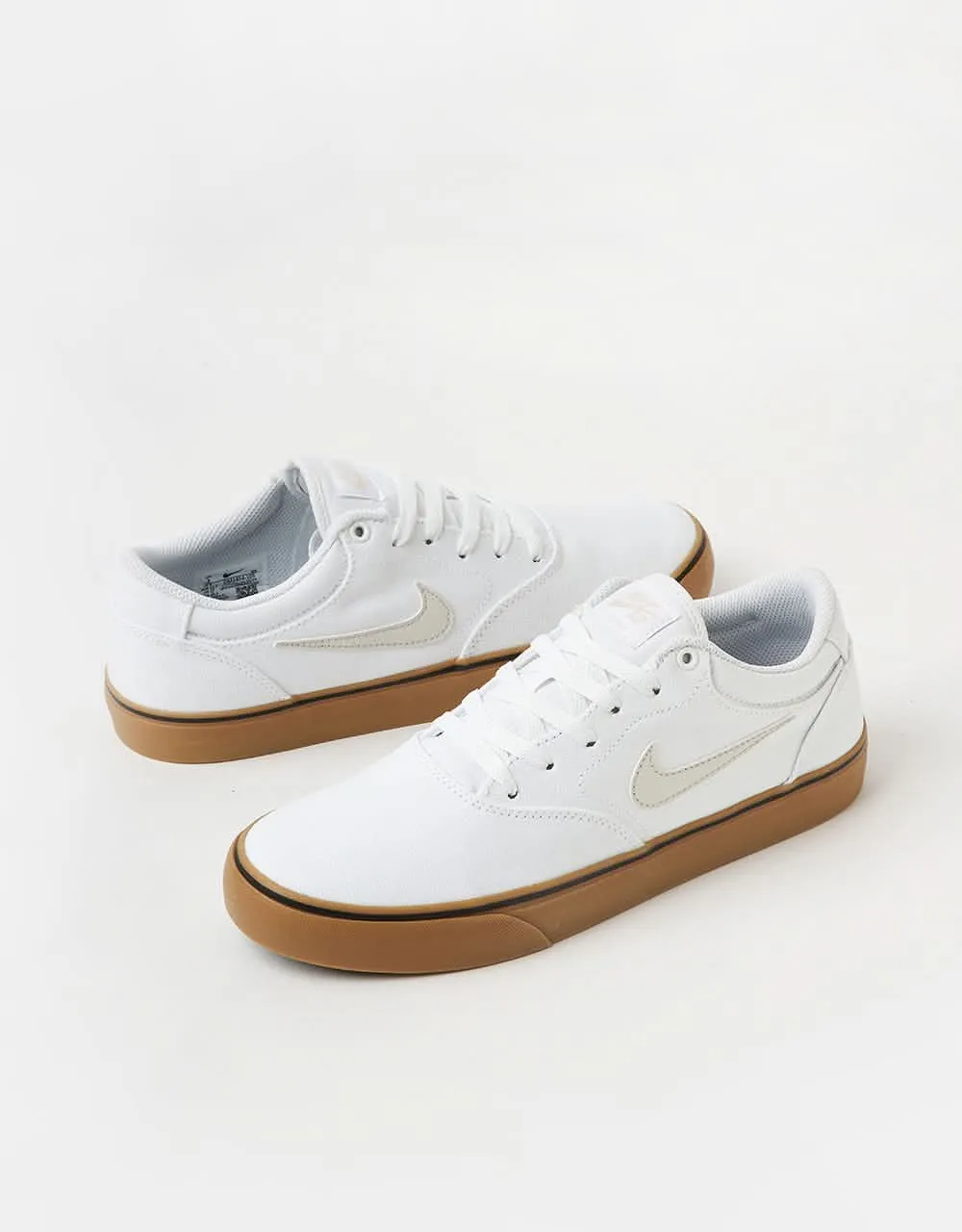 Nike SB Chron 2 Canvas Skate Shoes - White/Light Bone-White-Gum Light Brown