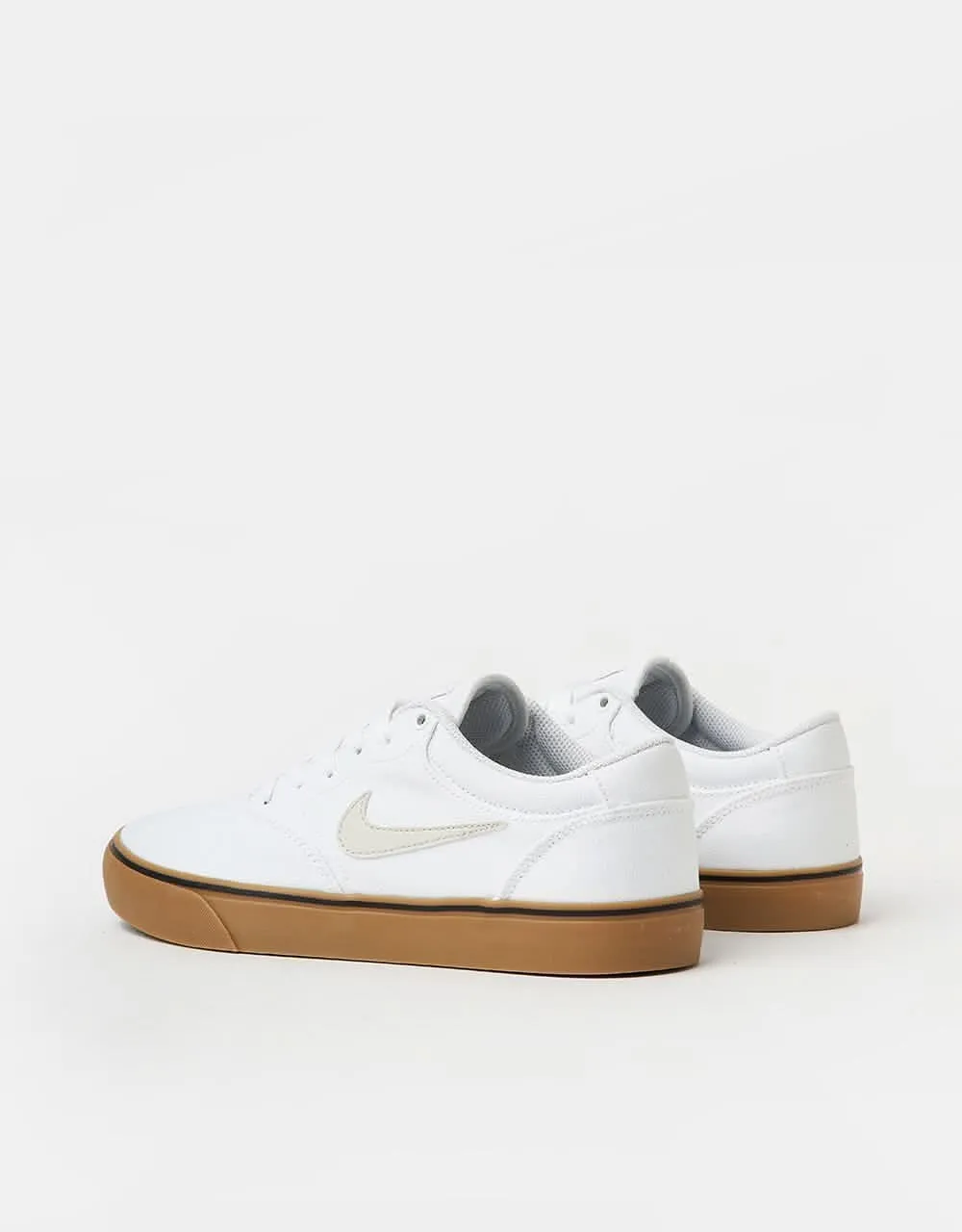 Nike SB Chron 2 Canvas Skate Shoes - White/Light Bone-White-Gum Light Brown