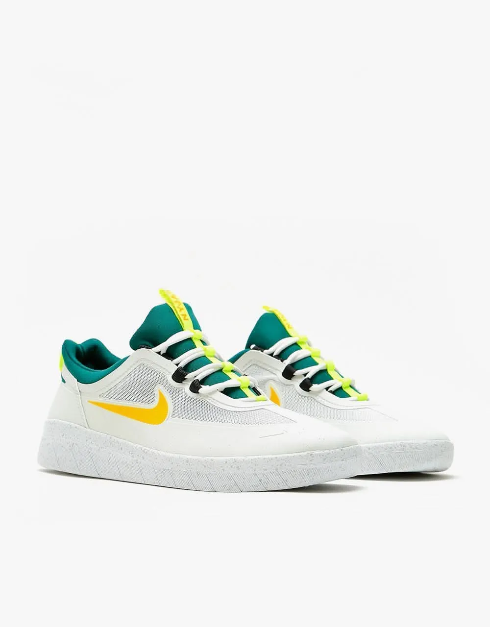 Nike SB Nyjah Free 2 Skate Shoes - Summit White/University Gold-Geode Teal