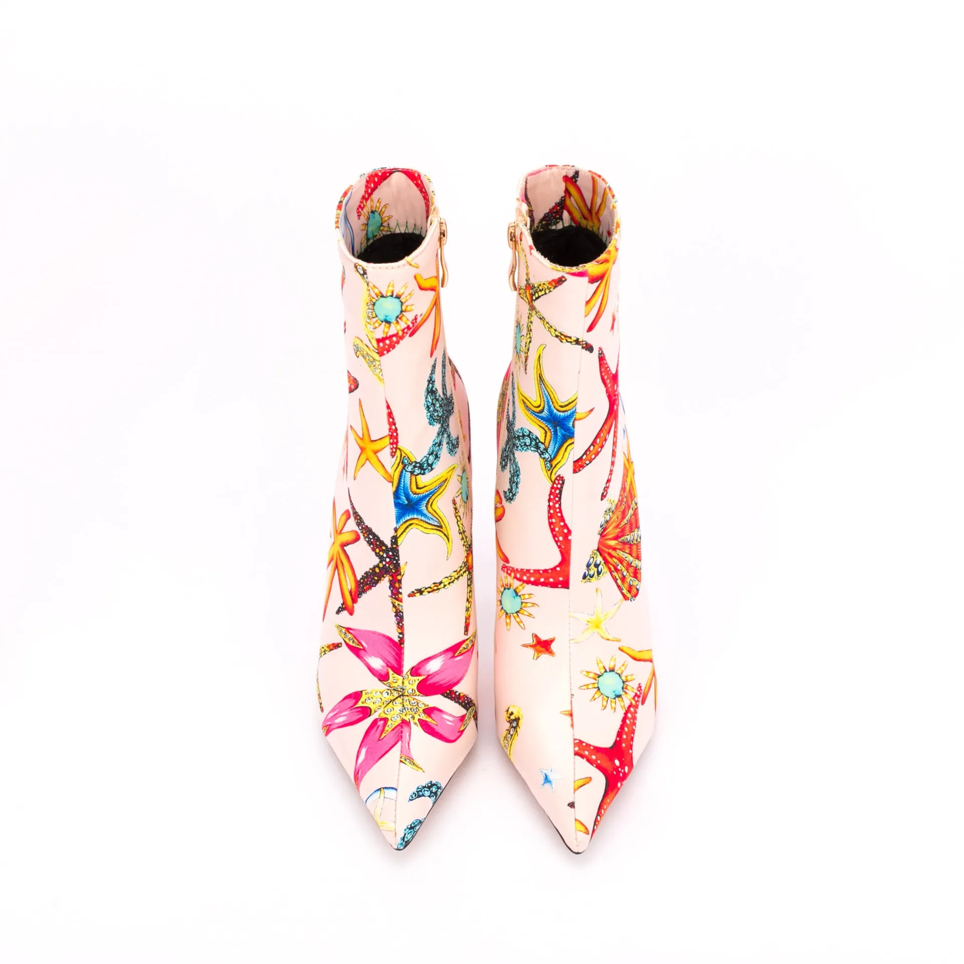 Ocean Dream Printed Pointed Toe Ankle Boots