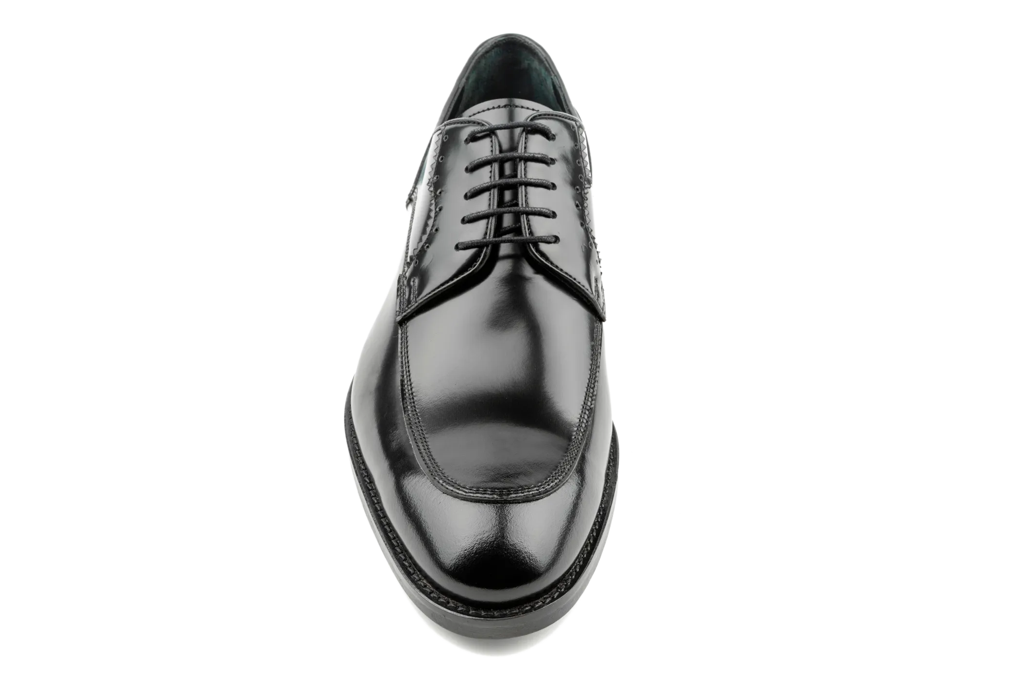 Oro Patent Leather Lace-Up Black Derby Shoes, Men's Moc-Toe Derby, Resistant to Fade, Scratches & Stains