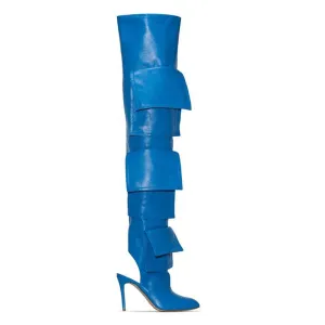 Pocket Pointed Toe Stiletto Heel Over-the-Knee Boots