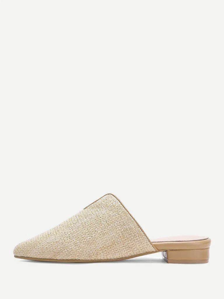 Pointed Toe Woven Mule Flats