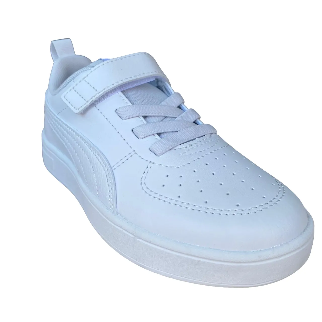 Puma scarpa sneakers da ragazzi con elastico e strappo Rickie AC PS 385836-01 bianco-grigio ghiaccio