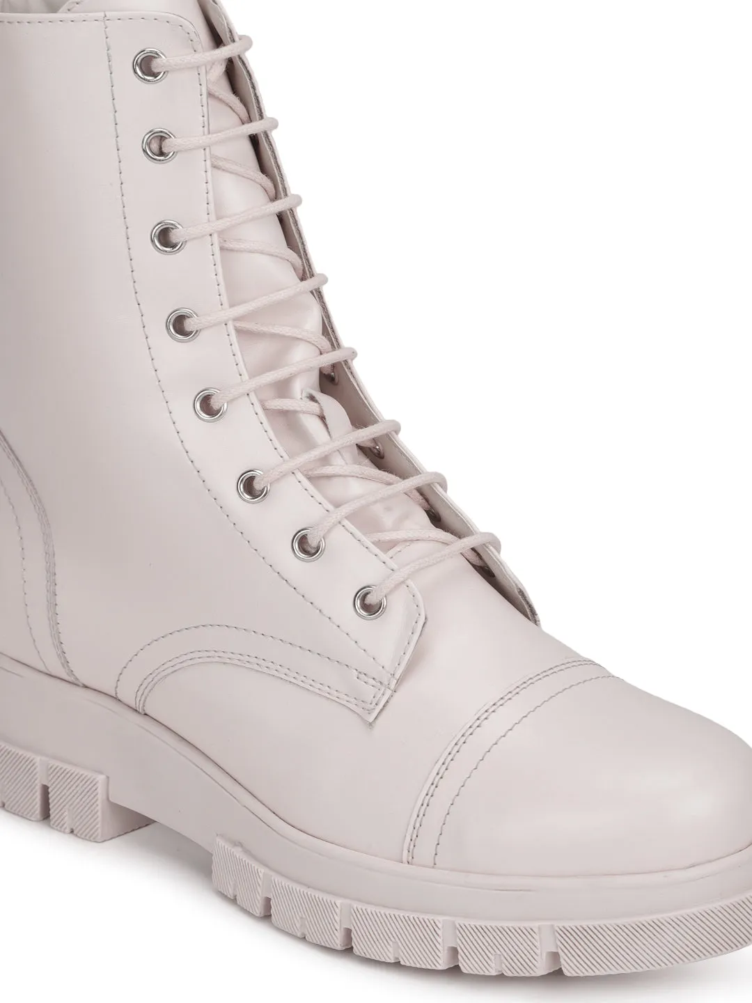 Putty PU Lace Up Ankle Boots (TC-ST-1187-PUTYPU)