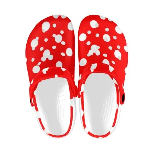 Red With White Mickey Polka Dots Foam Clogs for Adults