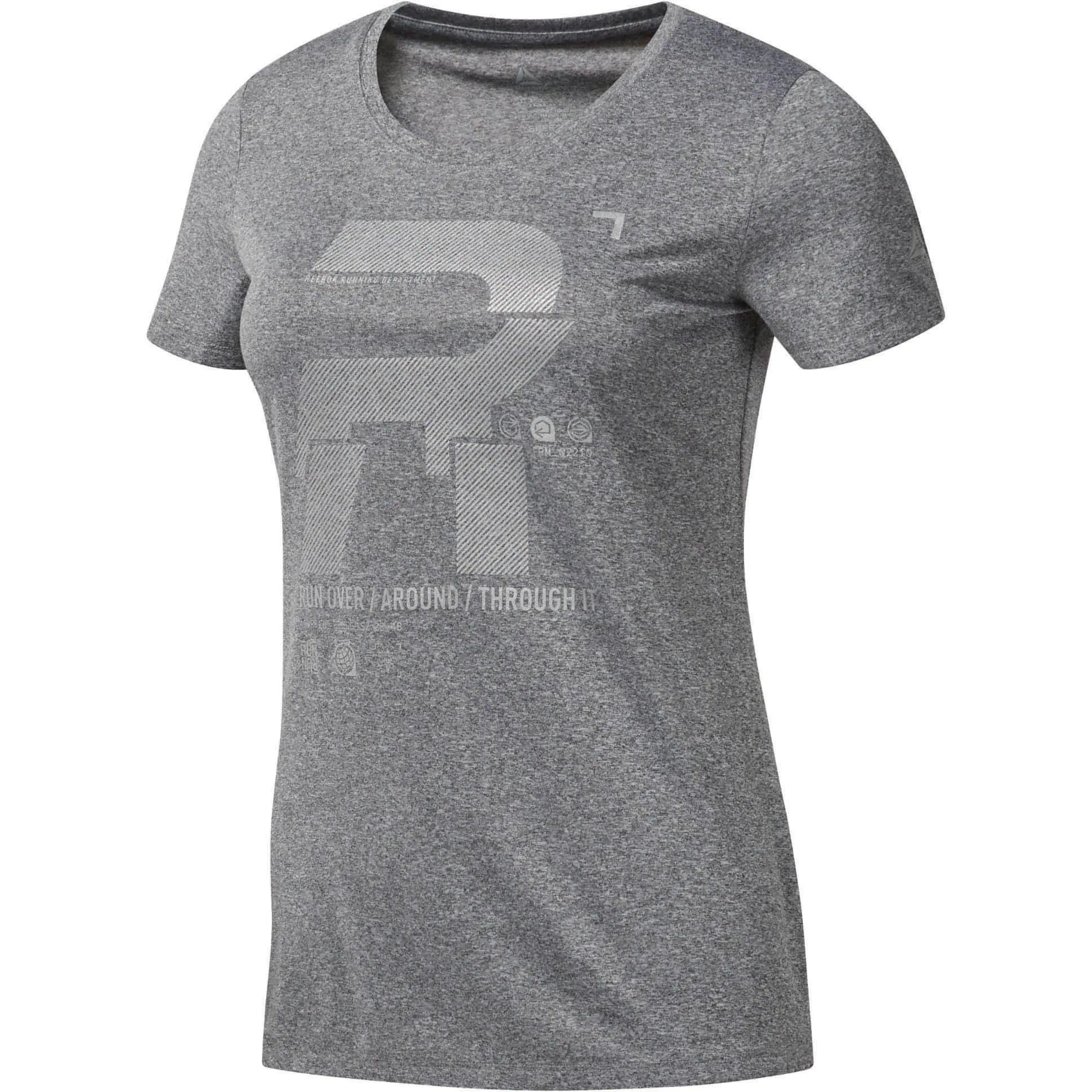 Reebok Reflective Graphic Short Sleeve Womens Running Top - Grey