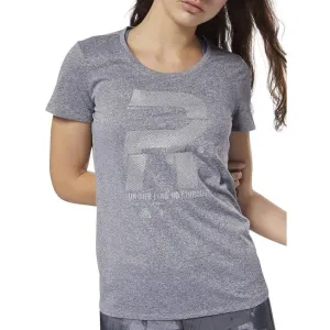 Reebok Reflective Graphic Short Sleeve Womens Running Top - Grey