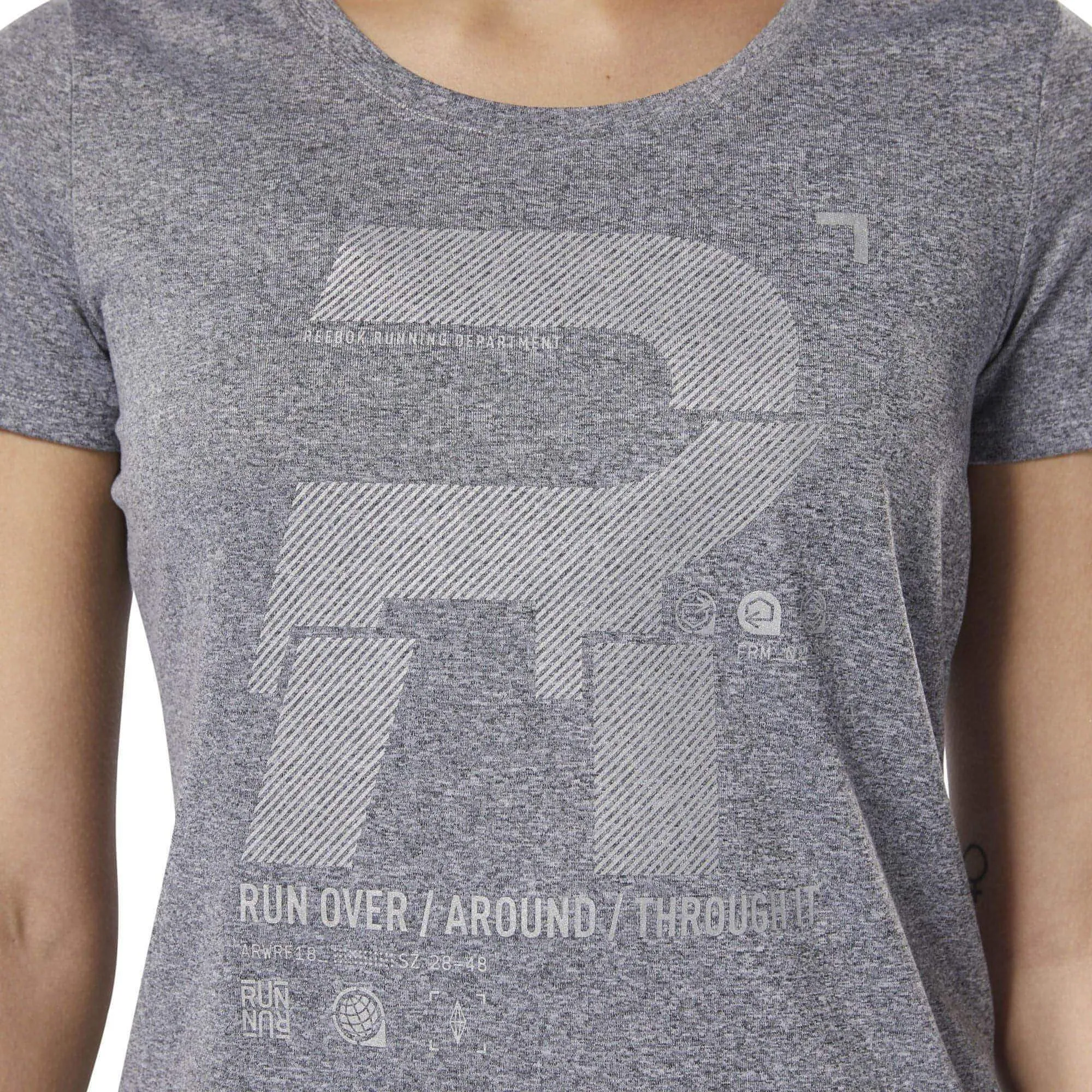 Reebok Reflective Graphic Short Sleeve Womens Running Top - Grey