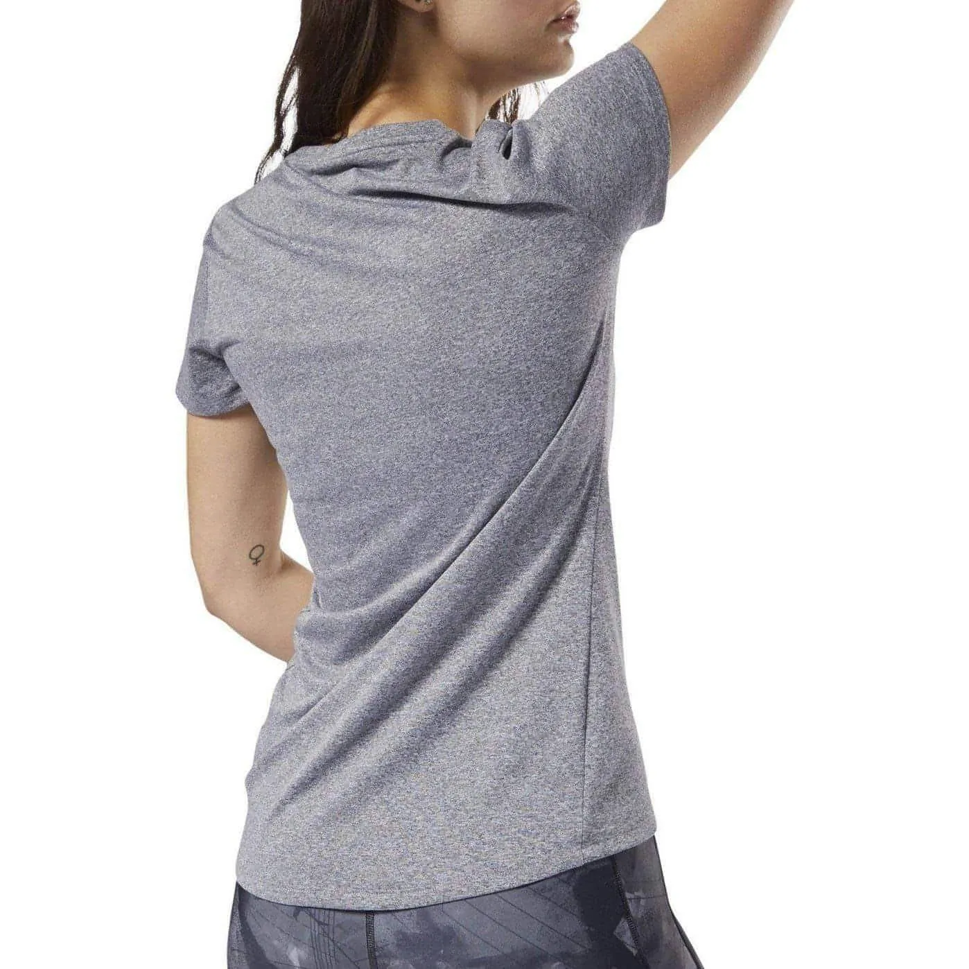 Reebok Reflective Graphic Short Sleeve Womens Running Top - Grey