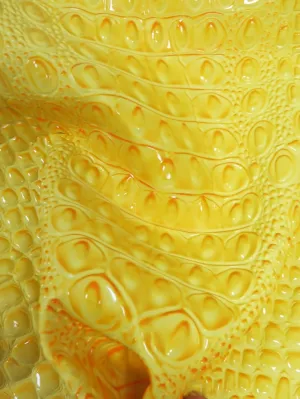 Reptile Yellow Florida Gator 3D Embossed Vinyl Fabric / By The Roll - 30 Yards