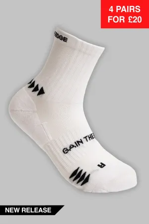 Running Socks Quarter Length - White