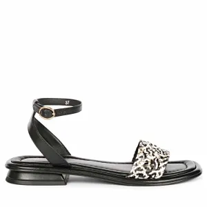 Saint Catalina Black Leather Flat Sandal