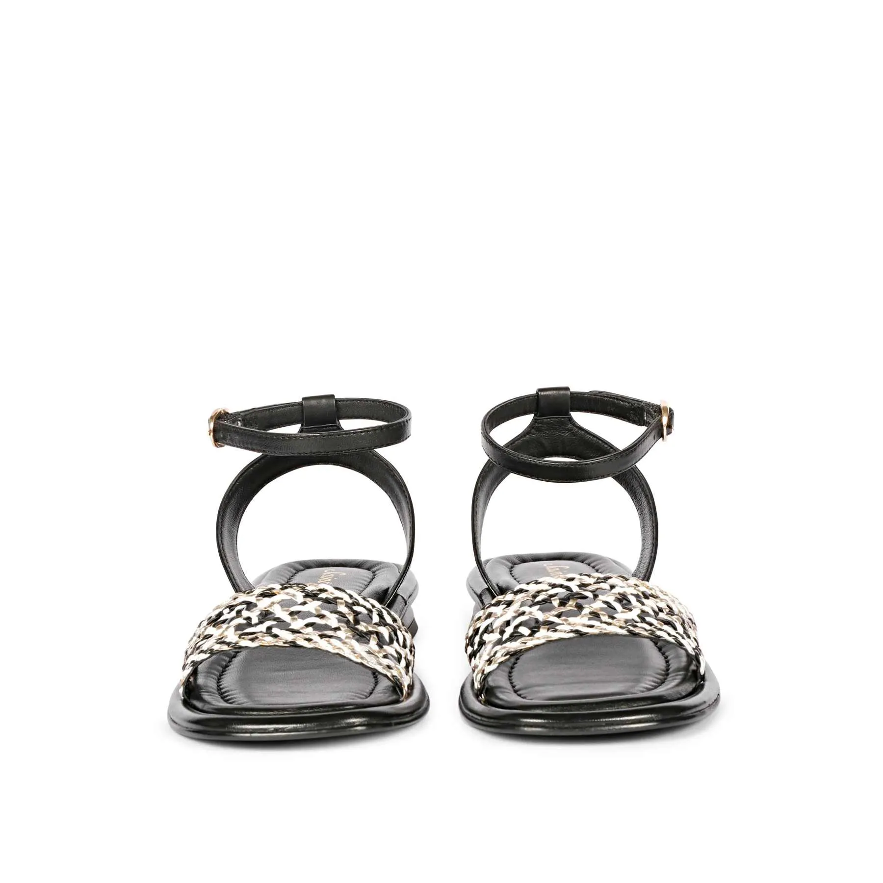 Saint Catalina Black Leather Flat Sandal