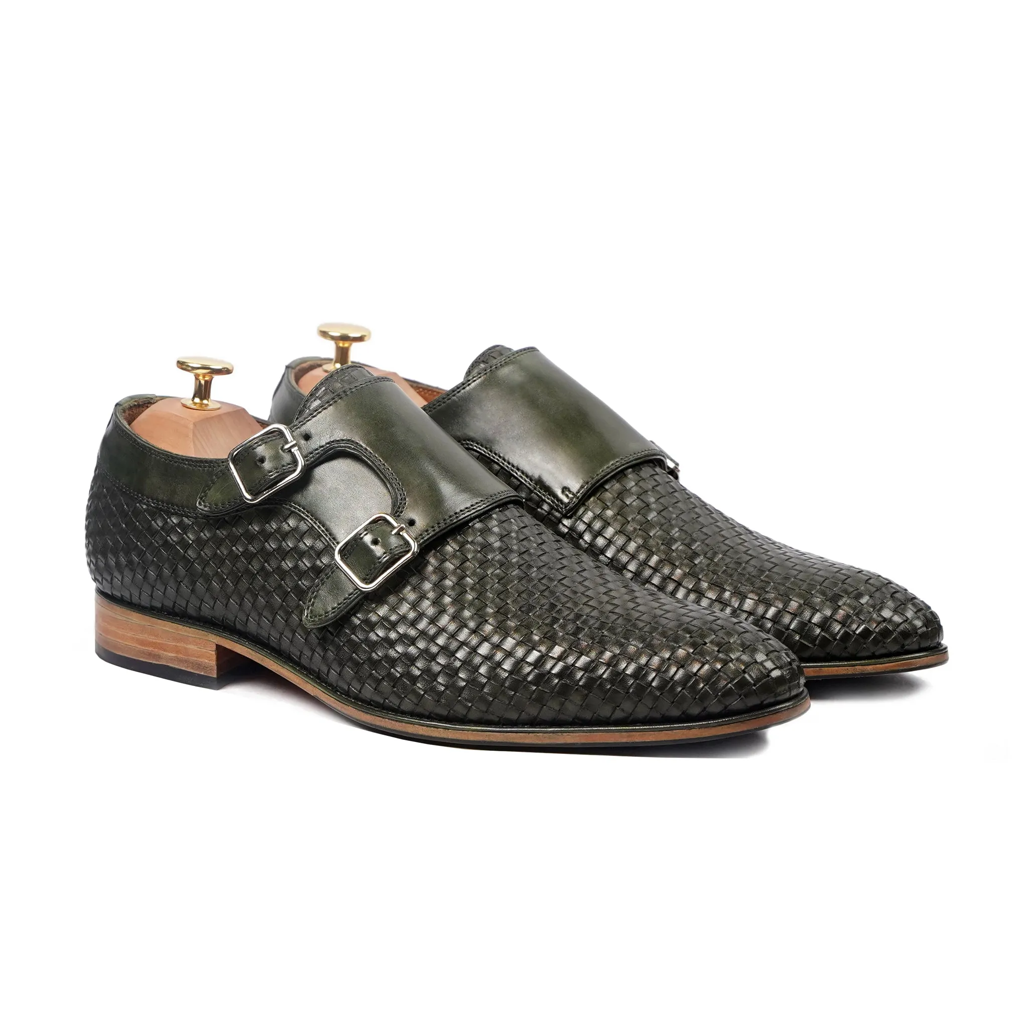 Salvador - Men's Green Patina Calf Leather Double Monktsrap