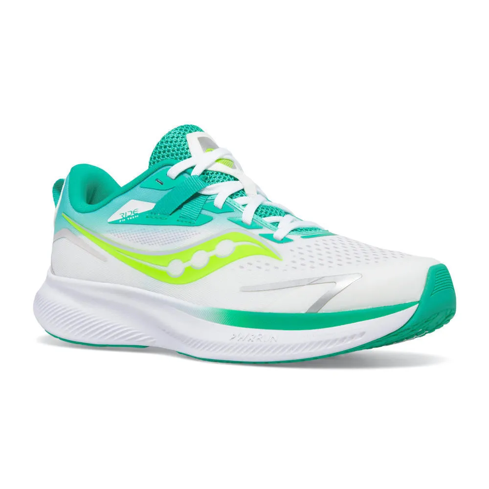 Saucony Ride 15 Junior | White/green